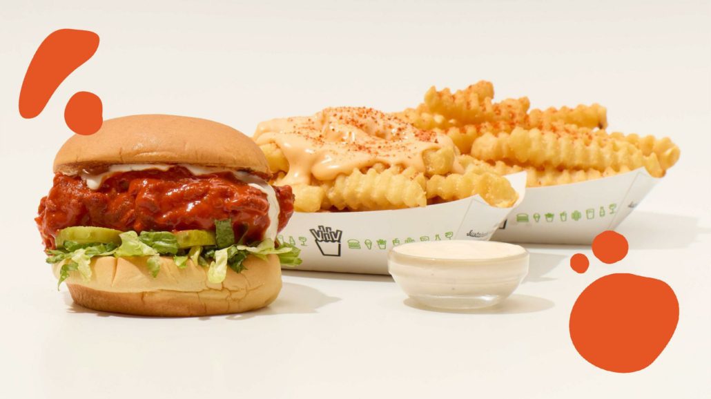 Hamburguesa, Shake Shack, buffalo chicken, nueva, papas