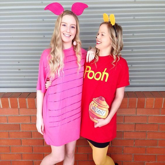 pooh, piglet, sully, boo, sandra dee, dany zuko, disfraces, pareja, halloween, amigos, personas favoritas, diy